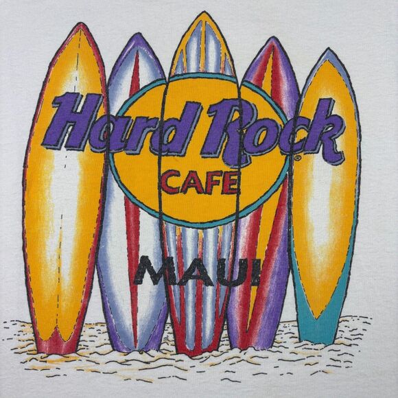 Vintage Hard Rock Cafe Maui Surfboard Tank Top White M USA‎ Made 90s - Picture 2 of 9